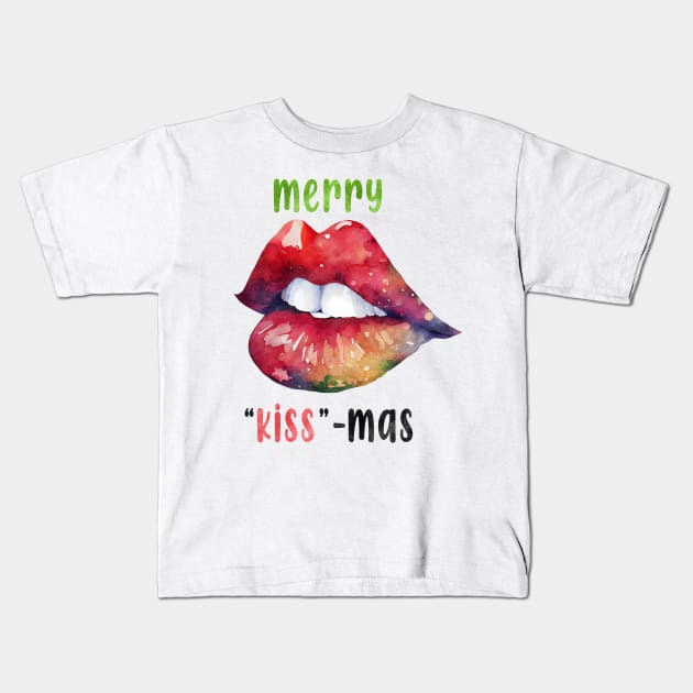 Merry kissmas Kids T-Shirt by MZeeDesigns